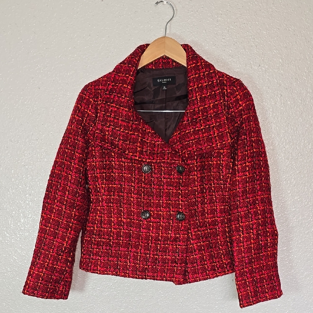 Talbots Women's Red Tweed Jacket - Picture 1 of 6
